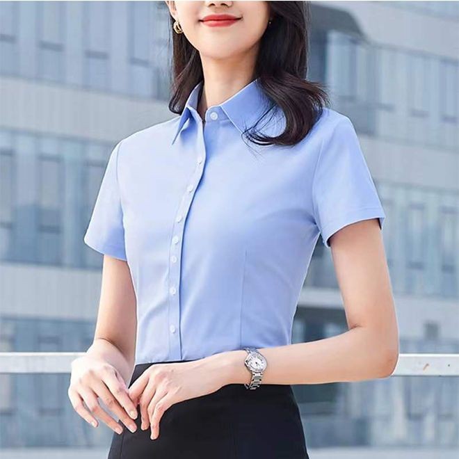 Áo sơ mi nữ tay ngắn màu rượu vang đỏ, bền đẹp, dành cho nữ văn phòng