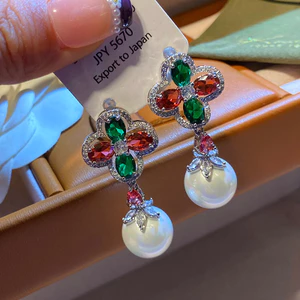 Thời Trang Hàn Quốc Ngọc Trai Thanh Lịch Ánh Sáng Hoa Sang Trọng Bông Tai Zircon Bán Buôn