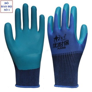 Bịch 12 đôi găng tay bảo hộ lao động phủ plastic A688, gang tay 688, găng tay lao động