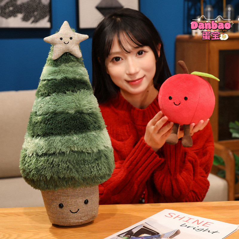 ((DANBAO) Đồ chơi sang trọng trái cây và cây thông Noel an toàn Búp bê cây thông Noel dễ thương Chất liệu táo đỏ Quà tặng mềm cho bạn bè Quà tặng Giáng sinh Đồ chơi DANBAO