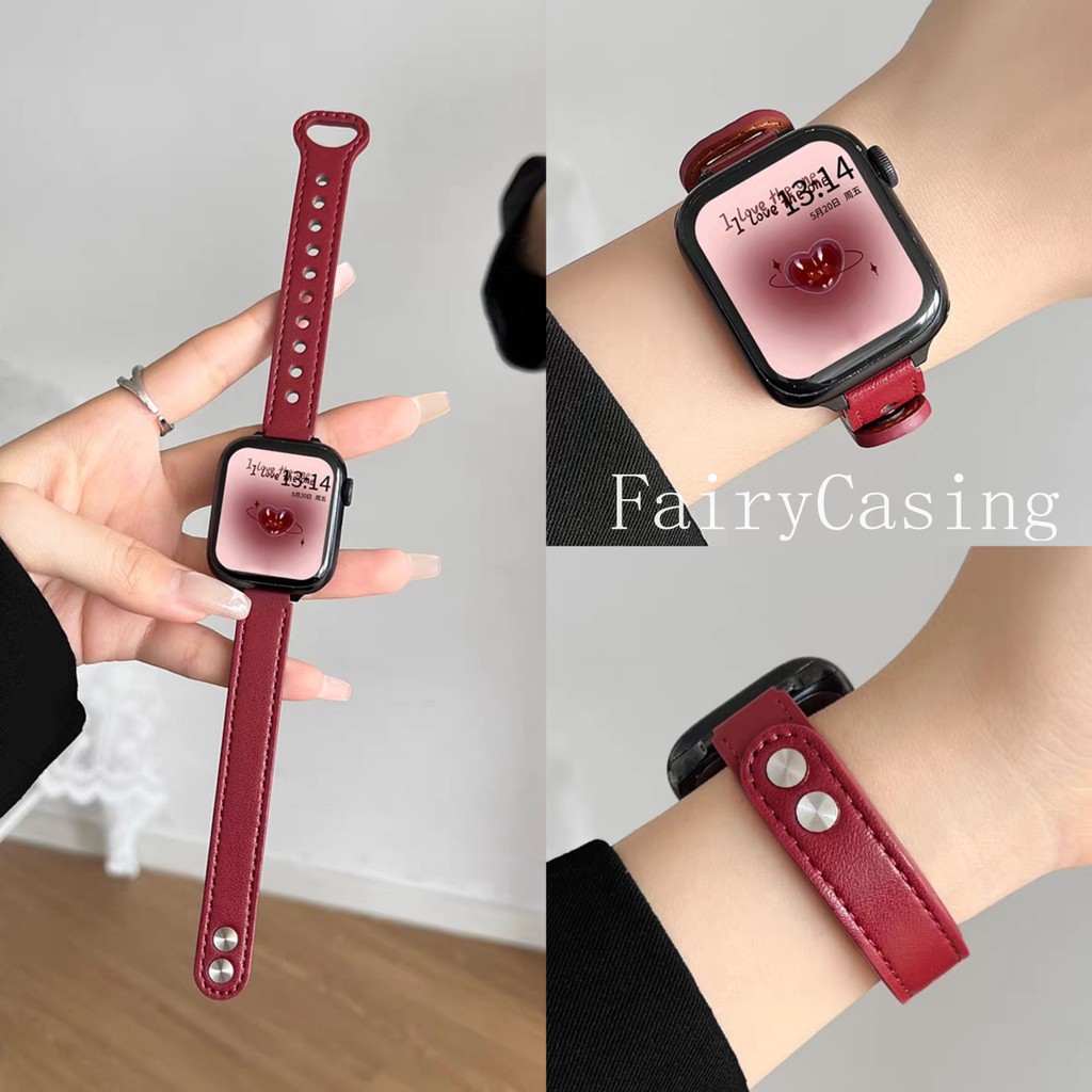 Dây Da Mỏng Cho Apple Watch S10 Ultra3 46mm 49mm 42 44 45mm 40 / 41mm Vòng Tay Cho iWatch Series 11 9 8 7 SE 6 5 S11 Band
