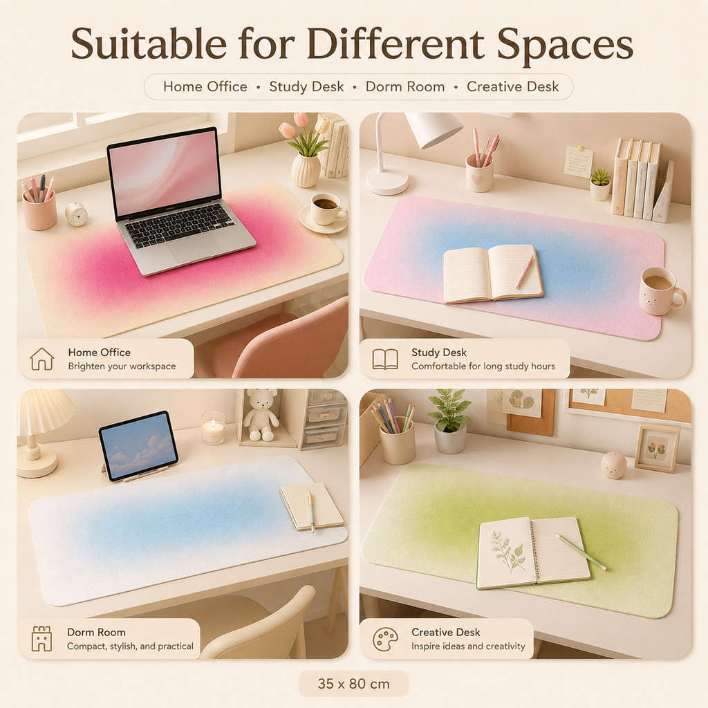 Thảm Lót Bàn Gradient Hàn Quốc 35x80cm Chống Nước Dễ Lau Da PVC Lót Chuột Lớn Cho Bàn Học Văn Phòng Ký Túc