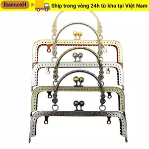 ESSENCEH Ví Khóa Khung Túi Phần Cứng Họa Tiết Vintage Túi Khung Khóa Tay Cầm Túi Phụ Kiện DIY Thủ Công Ví Khung
