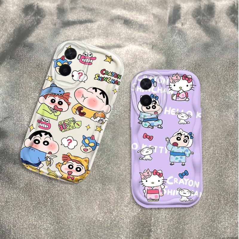 Ốp Silicon Hoạt Hình Cho OPPO A76 4G A96 4G A36 9i Bảo Vệ 3D Vỏ Điện Thoại Mềm TPU Kitty Crayon Shin-chan Sinh Viên Ốp Lưng Chống Sốc