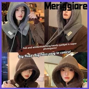 Mũ Balaclava MERIGGIARE, Mũ dệt kim sang trọng bảo vệ cổ, Thiết kế nút ấm thời trang Khăn trùm đầu chống gió Khăn mùa thu đông