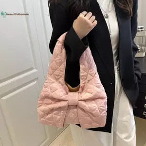 BeautifulHomeA Retro Ngọt Nơ Túi Đeo Vai Thời Trang Đa Năng Thường Ngày Kim Cương-patterned Sát Thủ VN