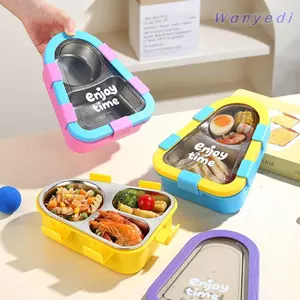 Hộp Cơm Trưa WANYEDI, Ngăn Chia Nắp Kín Hộp Cơm Trưa Nhiệt, Hộp Đựng Thực Phẩm Bằng Thép Không Gỉ Cách Nhiệt Tam Giác Di Động Cho Học Sinh