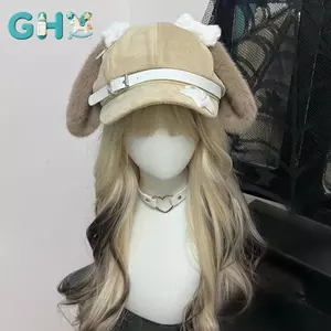 GHX Gothic Gothic Gothic Beret Kawaii Mũ Punk Xương Dài Tai Chó Con Mũ Dành Cho Nữ Bé Gái Cosplay Mũ Đa Năng Quà Tặng VN