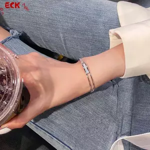 ECK Sang Trọng Zircon Charm Vòng Tay Mở Vòng Tay Thiết Kế Thời Trang Lắc Tay Handmade Đảng Trang Sức Thời Trang Cho Nữ Cô Gái HOT