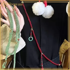 Siyuyan Đá Tự Nhiên Cầu Nguyện Nelace Nữ Phật Giáo Thiền Pha Lê Xanh Nelace Dài sel Chokers Quà Tặng VN