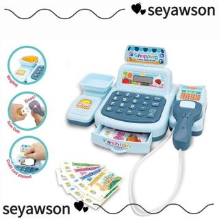 Máy tính tiền mô phỏng SEYAWSON, Nhà chơi nhập vai Máy tính tiền siêu thị, Cửa hàng tiện lợi Mini Hiệu ứng âm thanh Máy thu ngân giả vờ chơi trẻ em