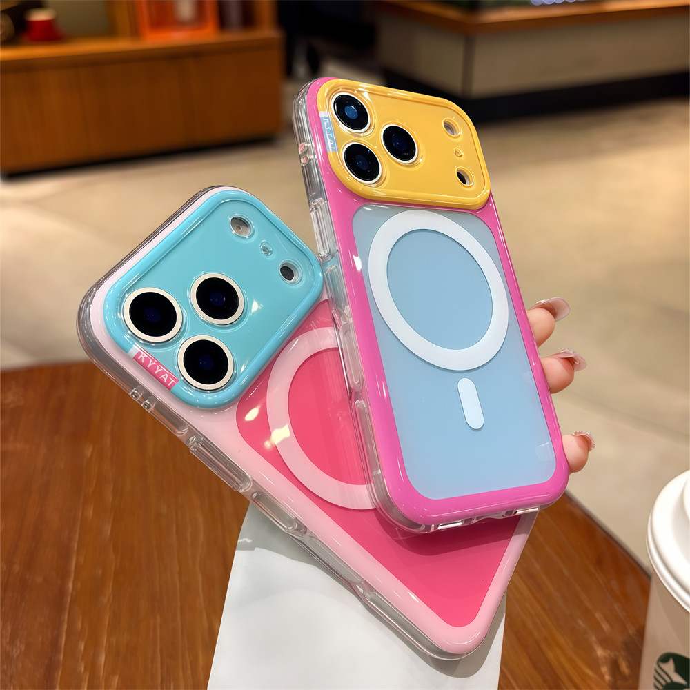 Ốp điện thoại từ tính tương phản chất lượng cao cho iPhone 17 Pro Max 14 15 16 pro max Bao gồm bảo vệ ống kính máy ảnh vỏ mềm Vỏ bảo vệ vỏ điện thoại