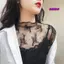 Áo nữ SAMO, Áo sơ mi màu đen xuyên thấu Áo ren nữ, Áo sơ mi lưới dài tay thêu hoa thanh lịch trong suốt gợi cảm