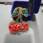 AqToCna Đỏ Handmade Đính Hạt Kim Cương Giả Anh Đào Miếng Dán Trái Tim Cho Túi Quần Áo DIY Trang Trí Đính Phụ Kiện AqToCna