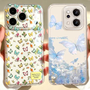 Ốp Lưng Hoa Bướm Trong Suốt Nhiều Màu Sắc Cho OPPO A6X Reno 15 14 13 12 Pro 15F 14f 13f 12F A6 PRO 12 A5 Pro Silicon Mềm Mại