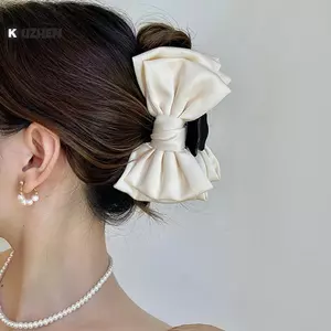 KUZHEN Nơ Lớn Kẹp Tóc Vuốt Thời Trang Cho Nữ, Phụ Kiện Tóc Trắng HOT