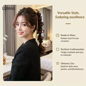 LUImo 1 Cái Tổng Hợp Phong Cách Pháp Bọc Tay Bong Bóng Bím Tóc Giả Đuôi Ngựa Tóc Giả Dài Bện Lông Tơ Tóc Giả Bím Tóc Giả SBS