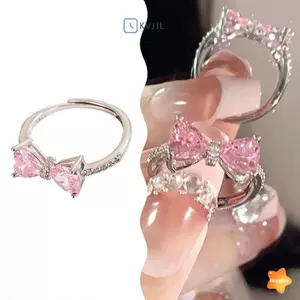 Nhẫn mở nơ tối giản có thể điều chỉnh dành cho nữ Thời trang bé gái Sáng tạo Hình học không đều Trang sức tiệc sinh nhật Quà tặng mới