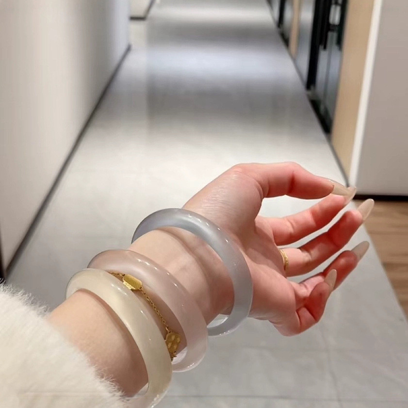 Vòng tay đá mắt mèo Trang sức thời trang ánh trăng trắng
