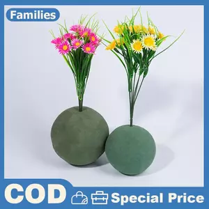 1Pc 9 / 12 / 15cm Tròn Xanh Bóng Bùn Xốp Xốp Bó Hoa Trang Trí Tươi Hoa Sắp Xếp Dụng Cụ