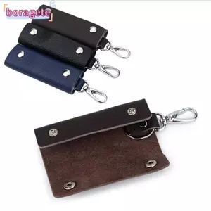 Túi đựng chìa khóa ô tô BORAGETE, Dây chuyền đựng ví đa chức năng cổ điển, Quà tặng bỏ túi cho người giữ nhà bằng da thời trang