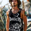 Áo Tank nam mùa hè Retro Skull, Áo Vest thể thao hàng ngày cổ tròn, Áo thun không tay thoải mái thoáng khí
