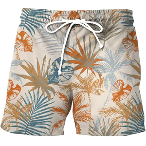 Họa tiết cây nhiệt đới in 3D unisex quần short đi biển thoải mái thông thường