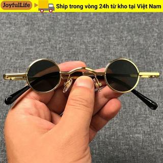Kính râm JOYFULLIFE Punk, Kính râm tròn nhỏ khung kim loại màu kẹo, Kính mắt thời trang UV400 ngoài trời