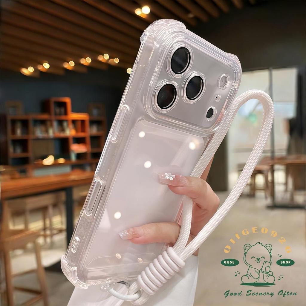 LLanyard Mạ túi khí Vỏ điện thoại iphone17 Pro Max 16 15 14 13 12 Vỏ cho vỏ iPhone Vỏ mềm silicon TPU chống sốc