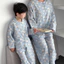 Bộ đồ ngủ gạc hai lớp thoáng khí dành cho trẻ em Áo Cardigan dài tay dành cho cha mẹ và con cái