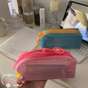 TOPTOOLCX Bút Chì Trong Suốt, Giá Đỡ Văn Phòng Phẩm Dung Tích Lớn Đa Năng, Túi Đựng Bút Chì Dây Kéo Di Động Sinh Viên