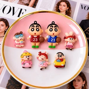 Set Charm Shin Gia Đình Và Những Người Bạn Kawaii –Shin Bóng Rổ Kawaii – Bộ Charm Resin Hoạt Hình Nhật Bản