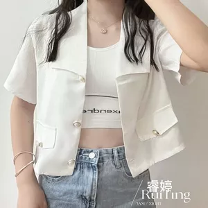 Áo khoác ngắn tay Blazer nữ phong cách ngắn 2025 Áo khoác ngắn tay mùa xuân 6.23