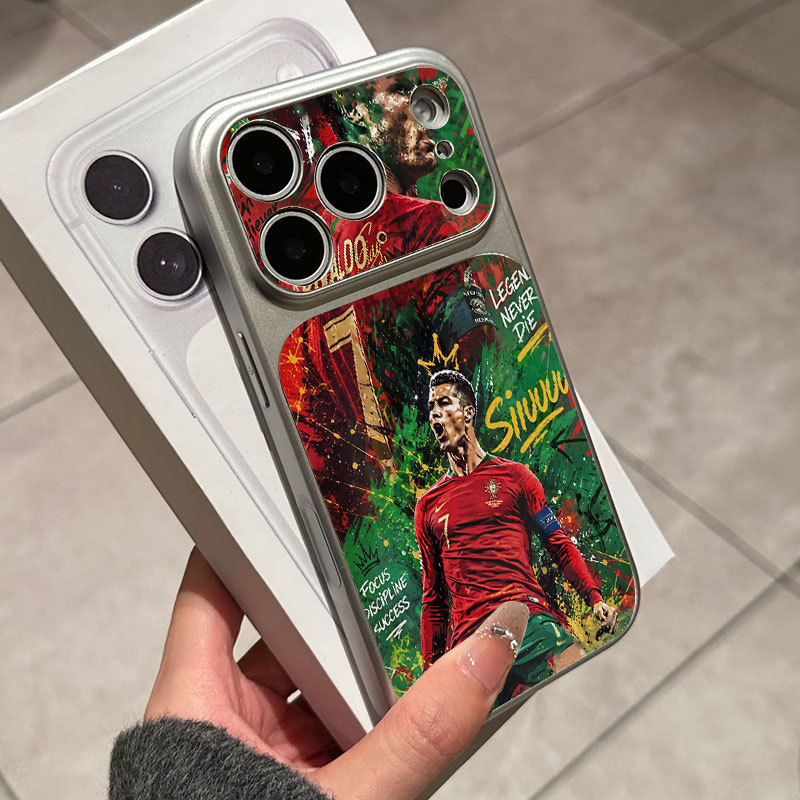 Ốp lưng iPhone Họa tiết da mạ phong cách Bồ Đào Nha số 7 hoa văn Ronaldo iPhone 17 16 15 14 13 12 11 Pro Max Plus Max