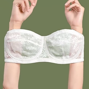Áo lót Siêu Mỏng Không Dây Không Trượt Thêu Hoa Có Gọng Thép Nâng Ngực Gợi Cảm Cho Nữ