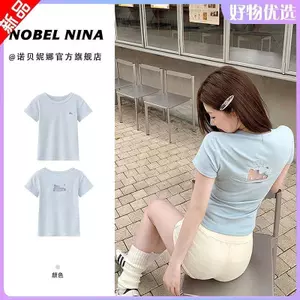 Thiết kế thời trang Sense Hollow kitty thêu vai trước Áo thun ngắn tay nữ mùa hè Phong cách mới Slim-Fit Slim-Fit Slimmer Look Top