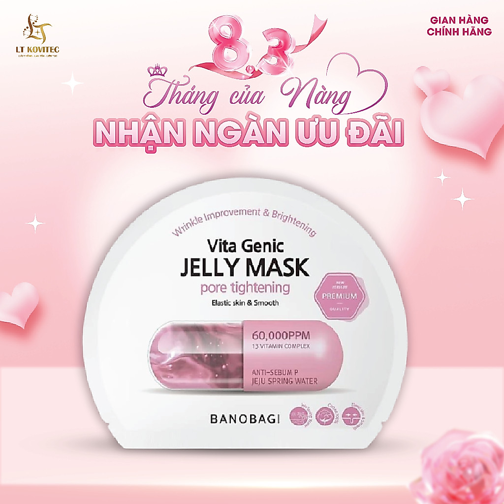 Mặt Nạ Dưỡng Da BANOBAGI PREMIUM Vita Genic Jelly Mask Pore Tighteing 30ml (Anti - Sebum P-Hồng)