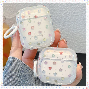 Hộp đựng tai nghe có khóa vòng chống mất cho Airpods 4 Pro 3 2 Wave Edge Hoa mạ vàng đầy màu sắc Màu trắng tươi TPU mềm chống sốc Tai nghe không dây Vỏ bảo vệ Vỏ di động