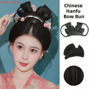 COCODECOVED Tóc Giả Cổ Trung Quốc, Túi Tóc Lười Truyền Thống Tóc Retro Chignon, Vintage Cô Dâu Mũ Tóc DIY Hanfu Nơ Bun Tang Triều Đại