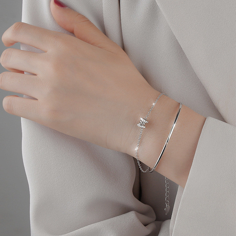 Vòng tay hai lớp cao cấp nhẹ sang trọng bạc s925 dành cho nữ