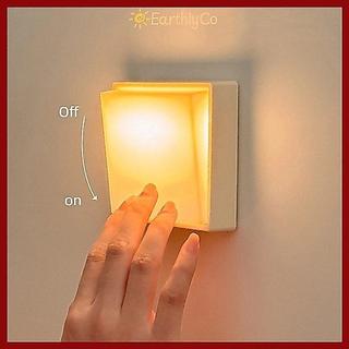 Đèn LED công tắc ấm EARTHLYCO, sạc USB, trang trí tối giản, từ tính, dùng cho tường phòng ngủ