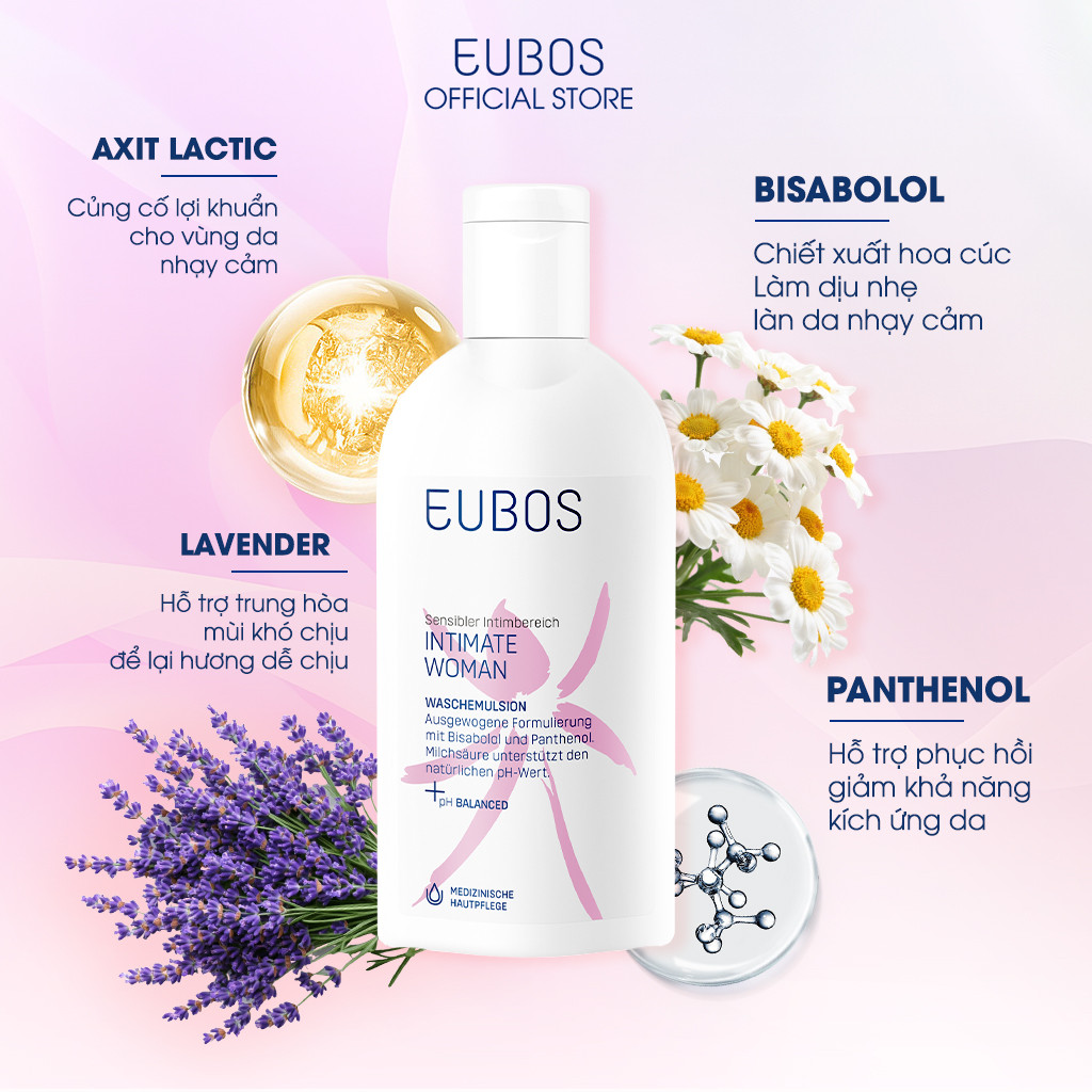 Combo 2 Dung Dịch Vệ Sinh Phụ Nữ EUBOS Intimate Woman Giúp Hỗ Trợ Làm Sạch, Cân Bằng Độ pH Chai 200ml