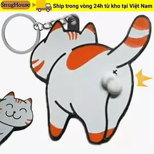 SNUGHOUSE Mặt dây chuyền mèo vui nhộn dễ thương, Phụ kiện túi chơi kéo Móc khóa mèo trứng, Mặt dây chuyền túi xoay