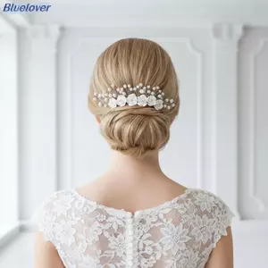 Bluelover 1 Chiếc Ngọc Trai Cưới Hairbs Hoa Cô Dâu Đầu Handmade Phụ Kiện Tóc Cho Cuộc Thi Dịp Đăng Ký Mới