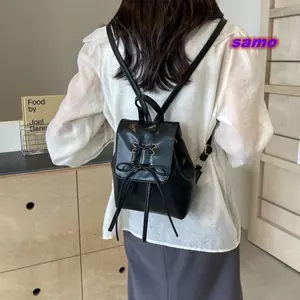 Túi đeo vai SAMO, Ba lô nữ da PU dung tích lớn, Túi sách học sinh màu trơn thời trang phong cách Hàn Quốc dành cho nữ