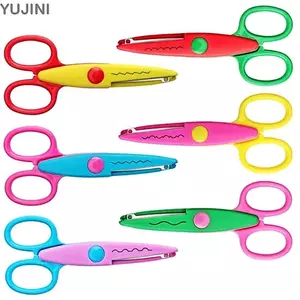 YUJINI 1 / 6 Kéo an toàn nghệ thuật, Kéo ren họa tiết gợn sóng tay thoải mái, Đầu tròn nhỏ tối giản DIY Màu văn phòng phẩm Cắt giấy Kéo trẻ em