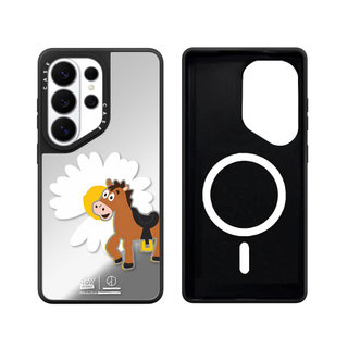 Ốp điện thoại cứng gương cầu vồng màu đen từ tính cho Samsung Galaxy S26 25 24 23 UItra S26 25 24 23 Plus Vỏ bảo vệ chống sốc