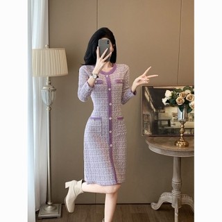 Váy len dài tay phong cách Hàn Quốc, dáng chữ A, tiện lợi cho việc di chuyển