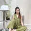 Mango Đồ Bộ Lụa Cổ Vest Áo Sát Nách Quần Dài Ống Suông Lưng Thun Co Giãn Thoải Mái Size 40-67kg Sang Trọng Thờ