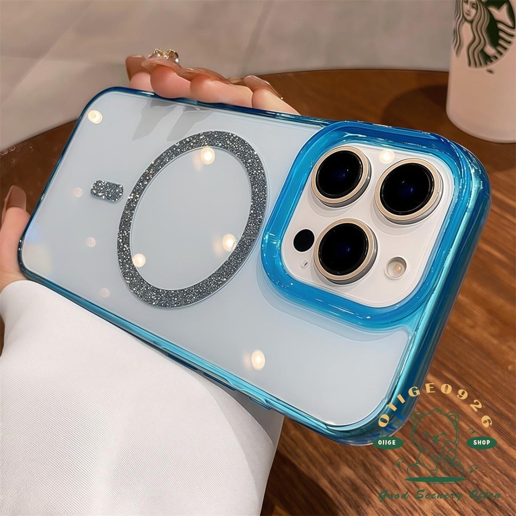 Ốp điện thoại từ tính pha lê đá cam iphone16 Pro Max 15 14 13 12 11 cho vỏ iPhone Vỏ mềm silicon TPU chống sốc